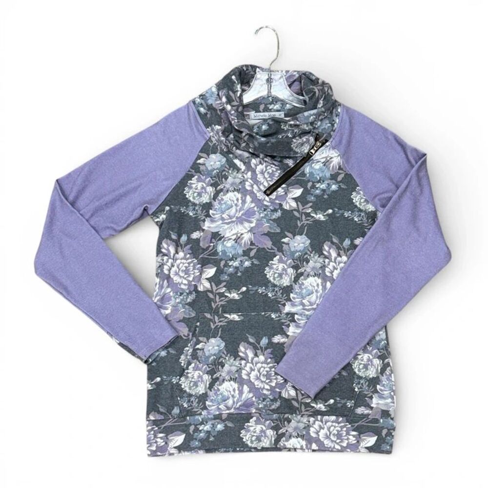 Floral Zip Cowl Sweatshirt
